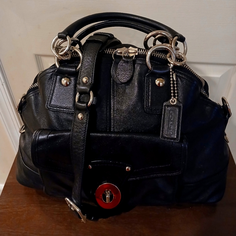 Coach Legacy FRANCINE Domed Leather Satchel, Black, 25148